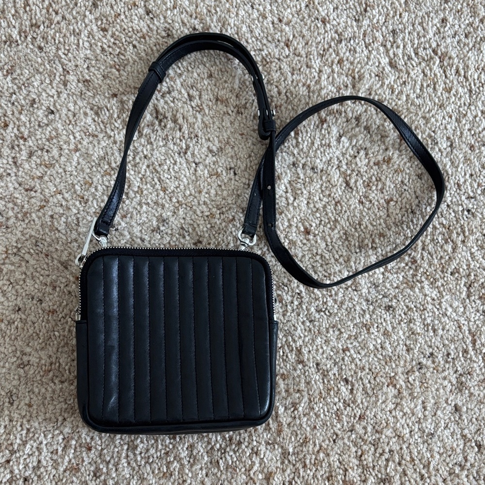 A.L.C. Elegant Black Quilted Shoulder Bag leather